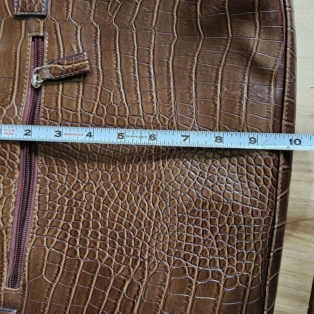 Vintage Cole Chocolate Brown Aux Crocodile Imprint Satchel Bag - Picture 13 of 16